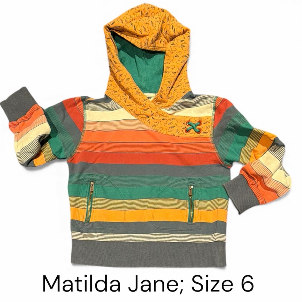 EUC Matilda Jane Colorful Striped Kids Hoodie, Girls / Unisex (Size 6)